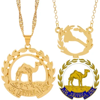 2 estilos Eritreia Mapa Bandeira Pingente de Colares para a Mulher/Menina da Cor do Ouro Africano Mapa da Eritrean Camelo logotipo da Gargantilha de Jóias presentes