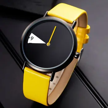 Assistir Nova Amarelo Pulseira de Couro Estilo Casual Mulheres Relógios de Quartzo Relógios de Senhoras Criativo Relógio de Presente de relógio feminino