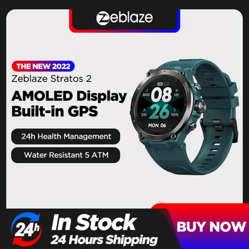 Zeblaze Stratos 2 GPS Smart Watch AMOLED de 24h de Monitoramento de Saúde, Resistente à Água 5 ATM Bateria de Longa duração Smartwatch 2022