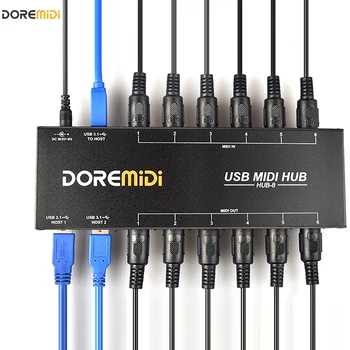DOREMiDi NOVO HUB DE 8 MIDI 6x6 MIDI USB Host x2 USB 3.1 MIDI de Hub, Caixa de
