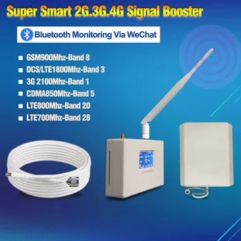 3G 4G 5G Reforço de Sinal DCS1800Mhz Repetidor redes gsm 2G Amplificador LTE700,LTE800,900Mhz,2100Mhz Aplicativo Monitor LCD Inteligente Com Kit Completo