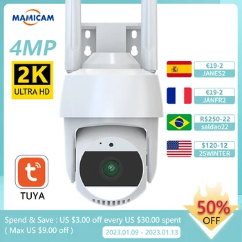 Wi-FI Câmera de Segurança ao ar livre de Vídeo-Vigilância Externa de Proteção Gravador de PTZ AI Rastreamento Automático de CFTV ZOOM de 4X Cor da Noite Tuya