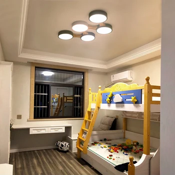Nordic estilo moderno macaron sala de estar de ferro forjado, lâmpada do teto do quarto round o quarto das crianças de cor de lâmpadas de led