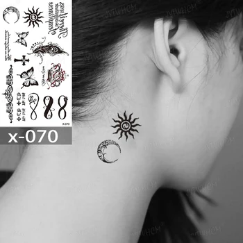 Impermeável da Etiqueta Temporária Tatuagem Sol e da Lua Falso Tatto Flash Tatoo Tatouage mão, pé, braço Para Homens, Mulheres, menina