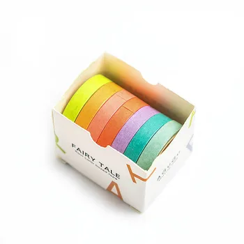 7pcs/Set Multicolor Washi Tape Scrapbook DIY Fita Adesiva Escola Loja de artigos de Papelaria Diário de Suprimentos
