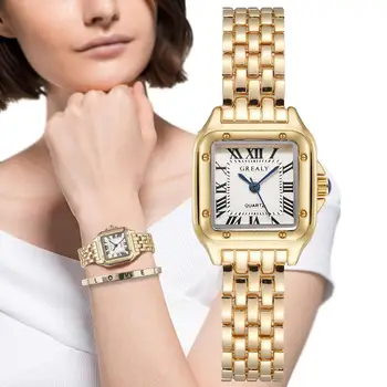 De luxo, Relógios de Marca de Moda Romana Diamante-conjunto Impermeável Mulheres Negócio de relógios de Aço Inoxidável Nenhum Desvanecer-Ouro Pulseira de Relógio de Presente