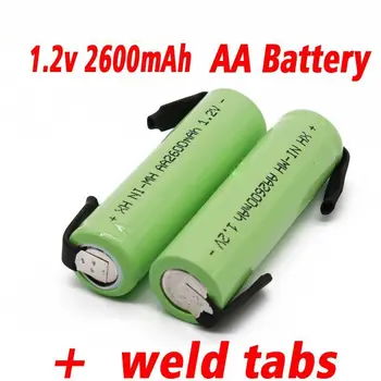 1.2 V AA 2600mah bateria recarregável NI-MH célula Verde shell com solda de guias para a Philips máquina de barbear eléctrica de barbear escova de dentes