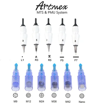 10/50/100Pcs Microblading Artmex Agulha 9/12/24/36/42/nano Microneedle Agulha de Tatuagem PMU & MTS Sistema de Terapia Para Artmex Máquina