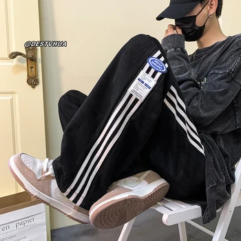 Homens Casual Grande Perna de Calça Versão coreana Y2K Streetwear Hip Hop Homens de Moda de Calças de Moletom Corredores de Harajuku Calças dos Homens