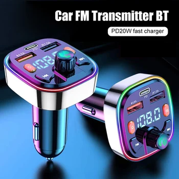 Carro de Mãos-livres Bluetooth-compaitable 5.0 Transmissor FM MP3 Player mãos livres Receptor de Áudio Com Luz LED Voltímetro Kit para Viatura