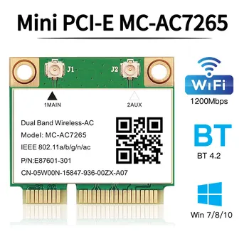 Banda dupla 1200Mbps Placa de rede sem Fio MC-AC7265 Bluetooth 4.2 Notebook Wlan wi-Fi Cartão de Adaptador 802.11 ac 2,4 G/5GHz Melhor 7260HMW pcie