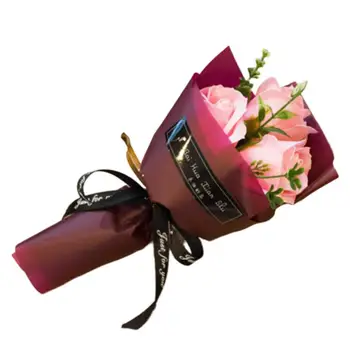 3 Cabeças/Buquê De Sabão Flor Artificial Rose Bouquet Mão Segurando Flores De Dia Dos Namorados Presente De Casamentos, Decoração Para Uma Festa
