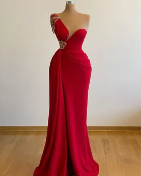 Vermelho Simples Vestidos De Noite Árabe Turco Baixo Vestido De Festa Vestidos De 2023 Feito De Cetim Longo Sereia Vestido De Baile Robe De Sarau