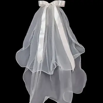 Imagem Real Véus de Noiva Com laço de 0,8 m Vestido De Noiva Longo Véu de Noiva Marfim de Véu Branco, Com acesso Gratuito Pente