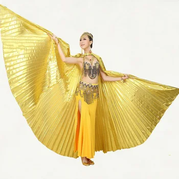 Novo Estilo Branca Profissional de Dança do Ventre Traje Asa de Dança do Ventre, tecido Transparente isis asas de Cor Dourada Sem baquetas