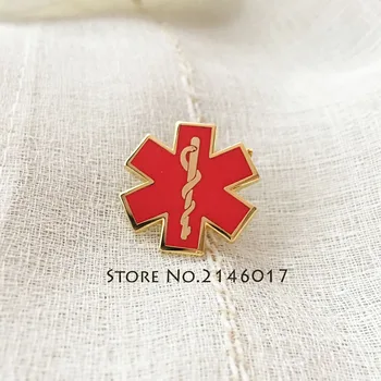 Estrela da Vida Paramédico-Ferro Médico Pinos Broche Rússia Vermelha de Enfermagem Ambulância Pin de Lapela Esmalte Azul da Serpente Símbolo Distintivo de Metal
