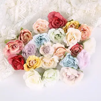Artificial rosa Cabeça Flores de Parede de Casamento de Noiva, Acessórios de Decoração Diy Presentes Caixa de Falso Plantas de Scrapbook Dia dos Namorados