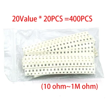 20Value * 20PCS =400PCS 0805 Resistor SMD Kit 1% 1/8W (10 ohms~1M ohm) componente diy amostras kit novo e original