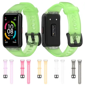 Relógio De Silicone, Alça Para Huawei Honor Banda 6 Transparente Pulseira Bracelete Smartwatch Impermeável Banda Acessórios