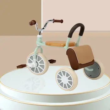 DokiToy Criativo e Interessante para Crianças Triciclo a Pedal 1-3-6 Anos de Idade do Bebê Bicicleta Retrô Triciclo Com uma Bolsa de Couro Carrinho