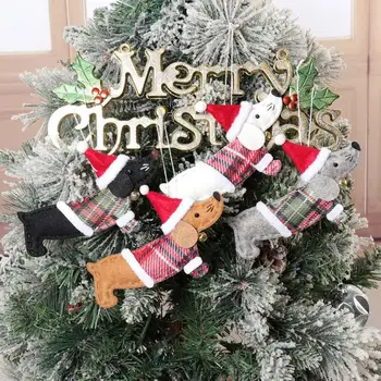 Bonito Cão Dachshund de Natal Pendurando Enfeites de Árvore de Natal de desenhos animados Não-tecido de Cão Pingente Festa de Ano Novo Suprimentos Decoração Presentes Crianças
