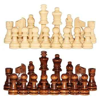 Um Conjunto de 2.2 Polegadas de Madeira de Xadrez Tabuleiro de Xadrez Acessórios de Madeira Peça de Xadrez Rei Altura 55mm Sem Tabuleiro de xadrez