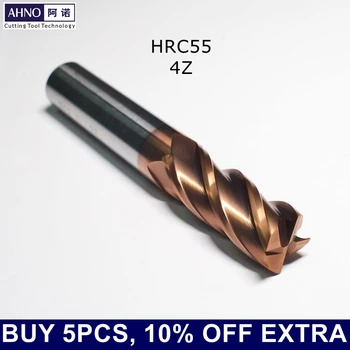 AHNO de Tungstênio do Carboneto do CNC Fresamento com Ferramentas de Moinho de Bits HRC55 Atualizado AlCr-com base de Cobre, Revestimento de 4 Lâminas de lojas de Fábrica