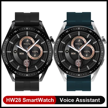 2022 Novo SmartWatch HW28 NFC Smart Watch Homens De 1,39 Polegadas HD Tela do Assistente de Voz Bluetooth Chamada de Calorias pk Huawei GTR 3 2 GTS