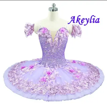 Roxo Ballet Tutu de Mulheres Flower Fairy Princess trajes de Balé Bailarina Panqueca prato de tutus cor de Rosa profissional de ballet vestido