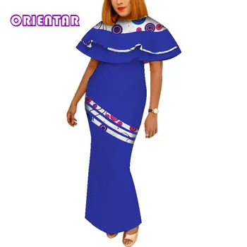 2022 Africana Vestidos para Mulheres Bazin Riche Africana de Cera de Impressão de Retalhos-se Dashiki, Vestido Longo Senhora Festa à Noite Maxi Vestido WY3799