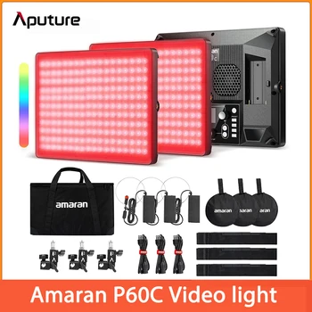Amaran P60C RGBWW P60X Bi-Color Led de Vídeo, Painel de Luz 60W 2500K-7500K Fotografia, Iluminação de Vídeo Lâmpada para Filmadora Câmera DSLR