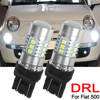 Fiat 500 luzes Diurnas T20 7443 580 582 W21/5W Farol de Led Lâmpadas DRL 6000K Branco 12V Super Brilhante