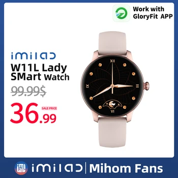 IMILAB W11L Smart Watch Mulheres Pulseira de Senhora Smartwatch da frequência Cardíaca SpO2 Pedômetro Monitor de Sono IP68 Esportes Fitness Tracker Presente