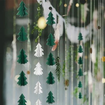 250CM Mini Árvore de Natal de Papel na corda Flor de Suspensão de Bandeira Árvore de Natal Pendurado na Parede Para Decoração para uma Festa de Natal Decoração de Natal