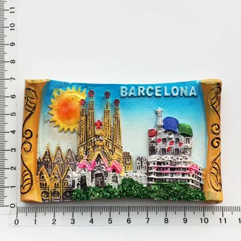 Barcelona Ímãs de Geladeira Turismo de lembranças Artesanato 3D Resina Quadro Magnético Frigorífico Colar de Decoração de Casa de Idéias de presentes
