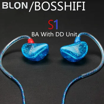 BLON Bosshifi S1 Equilibrada Armadura BA + DD Hybride Personalizado Fones de ouvido de 3,5 mm No Ouvido de Ouvido Fone de ouvido para Celulares Fones de ouvido Fone de ouvido