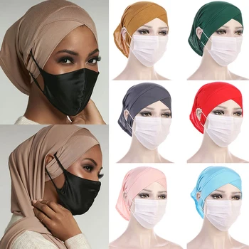 Novo Soft Modal Muçulmano Elástico Turbante Chapéu de Cobertura Total Interior Hijab Caps Com Furo Islâmica Underscarf Bonnet chapéu, Turbante Mujer