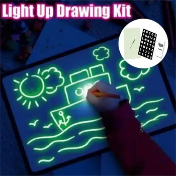 Dropshipping de Brinquedos Educativos Luz Luminosa Desenho Conselho Crianças Brinquedo Tablet Desenhar No Escuro com Luz Divertido Fluorescente Caneta Para Criança