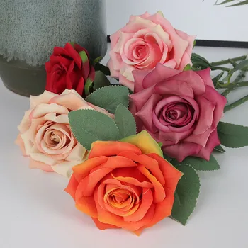 Artificial Rosas de Seda Flores do Casamento Vermelho, Rosas Brancas para a Decoração Home do Dia de são Valentim Presente de Ano Novo de Decoração de Casa de Diy