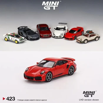 MINI GT 1:64 Carro Modelo 911 Turbo S Liga de fundição de Veículo -Guardas Vermelhos# 423 LHD