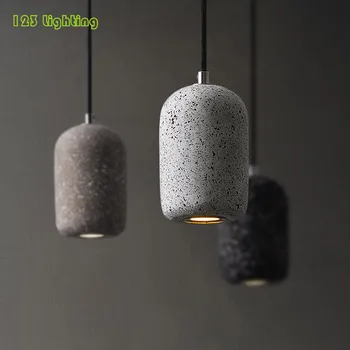 Moderno Branco/Cinza/Preto Cimento Pedra LED Luzes Pingente Restaurante de Cabeceira, Candeeiro Bar Hanging Lamp Minimalista Loft Deco