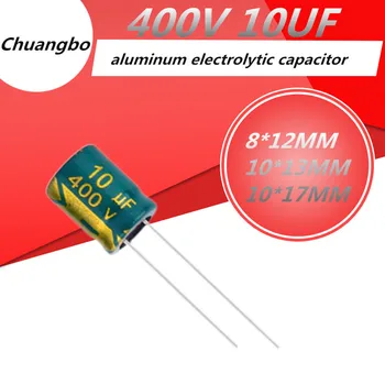 10pcs/lo Sinterizado qualidade 400V10UF 400V 10UF 8*12MM 10*13MM 10*17MM baixo ESR/impedância de alta freqüência capacitor eletrolítico de alumínio