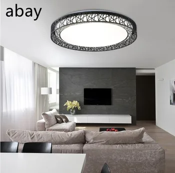 Moderno LED luzes do teto para o Quarto sala de estar, Ferro de engomar luminária decorativa da Casa do Preto/Branco Redondo Ninho de Pássaro Lâmpada do Teto
