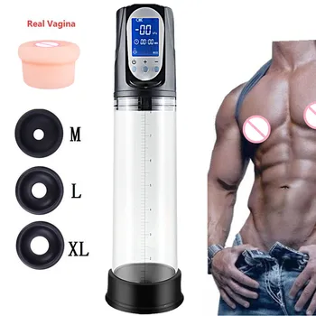 De Alargamento de pênis Bomba do Pénis Elétrico Recarregável USB Extensor peniano com Massageador Bomba de Vácuo Treinador Ferramenta de Adultos, Brinquedos do Sexo para Homens