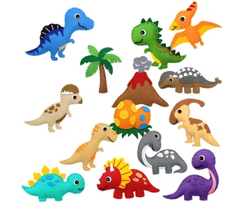 Dinossauro Animais de Artesanato Kit de Criaturas da Floresta DIY de Costura, Feltro Animais de Pelúcia Brinquedos para Crianças Iniciantes de Costura de Aprendizagem de Brinquedos Educativos