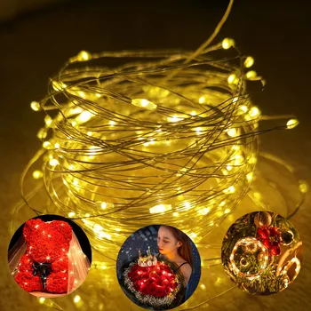 Fio de cobre de corda LED Luzes de Fadas Festa de Natal Férias de Decorações de Iluminação para a Casa do Jardim Garland Decoração de Lâmpada Nova