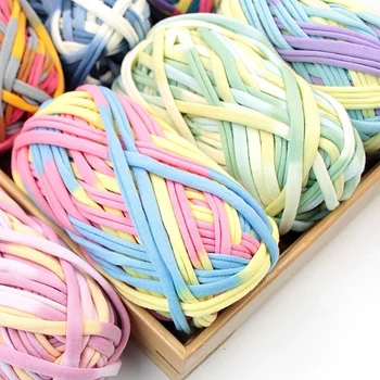 Colorido de Algodão Tecido Thread DIY T-Shirt de Fios de Crochê Candy Colors Costura & Tricô Suprimentos para o Saco Cobertor, Almofada Artesanal