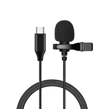 3.5 Mm-Tipo c Microfone prendedor de Laço Gola Para o Telefone Móvel Falando Na Aula de 1,5 m do Suporte de Clipe Vocal de Áudio USB Microfone de Lapela