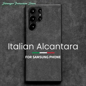Italiano ALCANTARA Case para Samsung Galaxy S22 Ultra S20 S21 FE S10 S9 Mais Note20 Negócios de Luxo de Couro Artificial Caso de Telefone