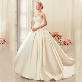 Sexy sem encosto de Cetim Vestidos de Casamento 2022 Capela Trem Vestidos de Noiva Marfim vestido noiva princesa